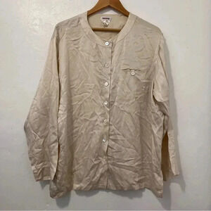 Rodier Womens Long Sleeve‎ Silk Satin Button Up Top Blouse Sz 46 Casual Workwear